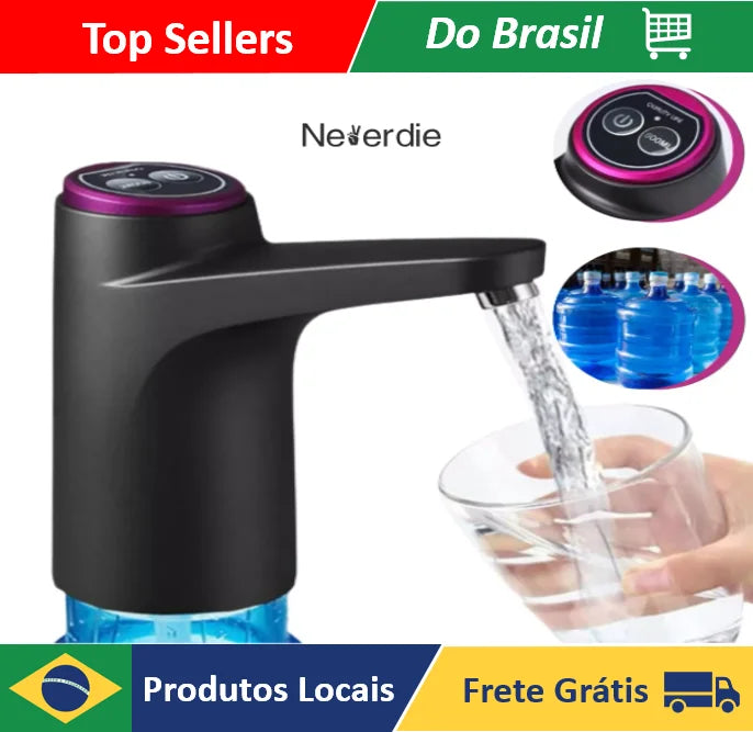 Bomba elétrica Garrafa Galão Água 20 Litros Premium USB Recarregável Dispenser (2 Botões)-Neverdie Store
