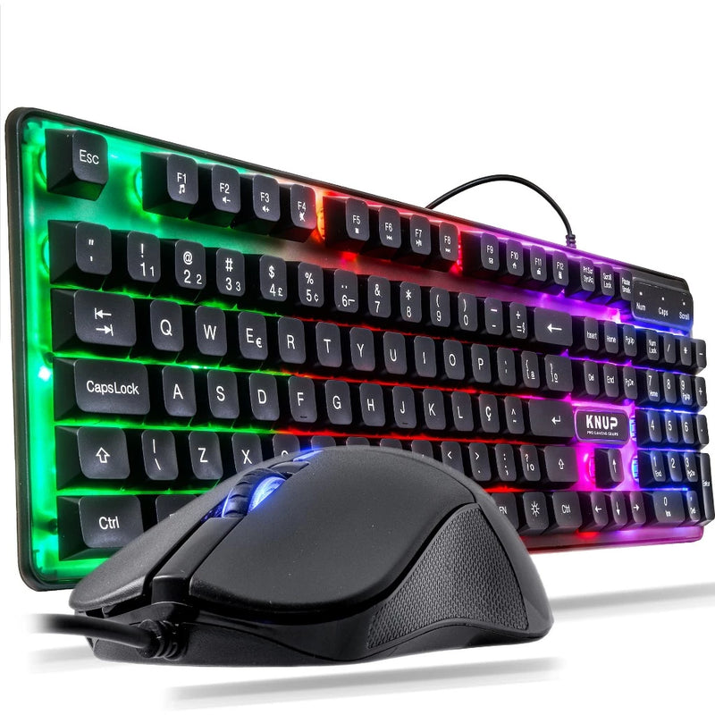 Kit Gamer Teclado Semi Mecânico + Mouse 2400dpi Usb Rgb Iluminado Jogos Pc