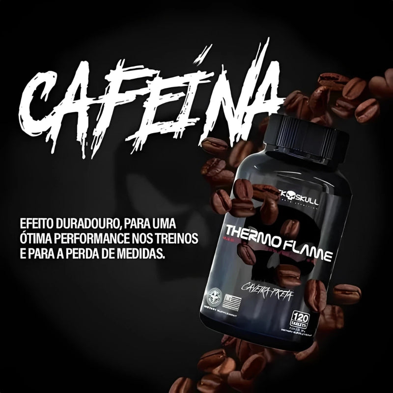 Black Skull Termogênico - Thermo Flame 60 e 120 Tabletes - Cafeína